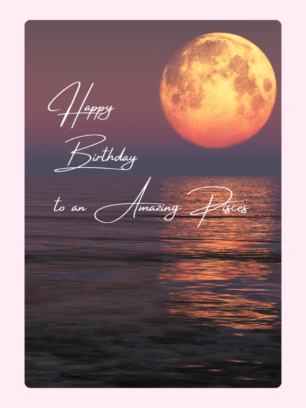Pisces Moon Birthday Cake Card