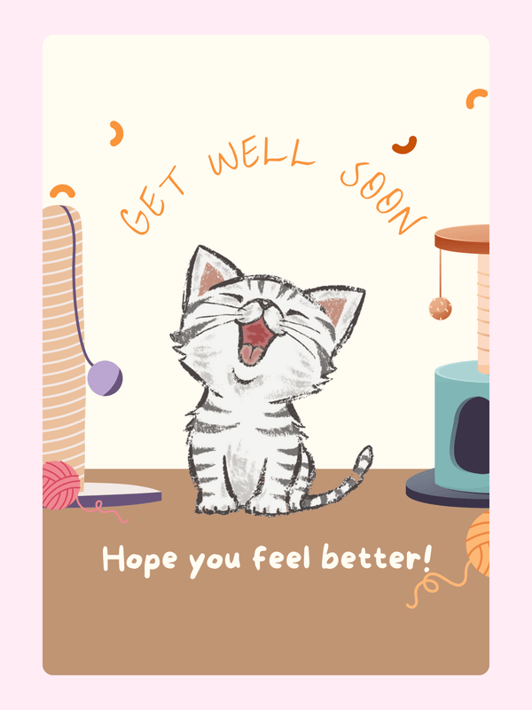 Get well soon cat card