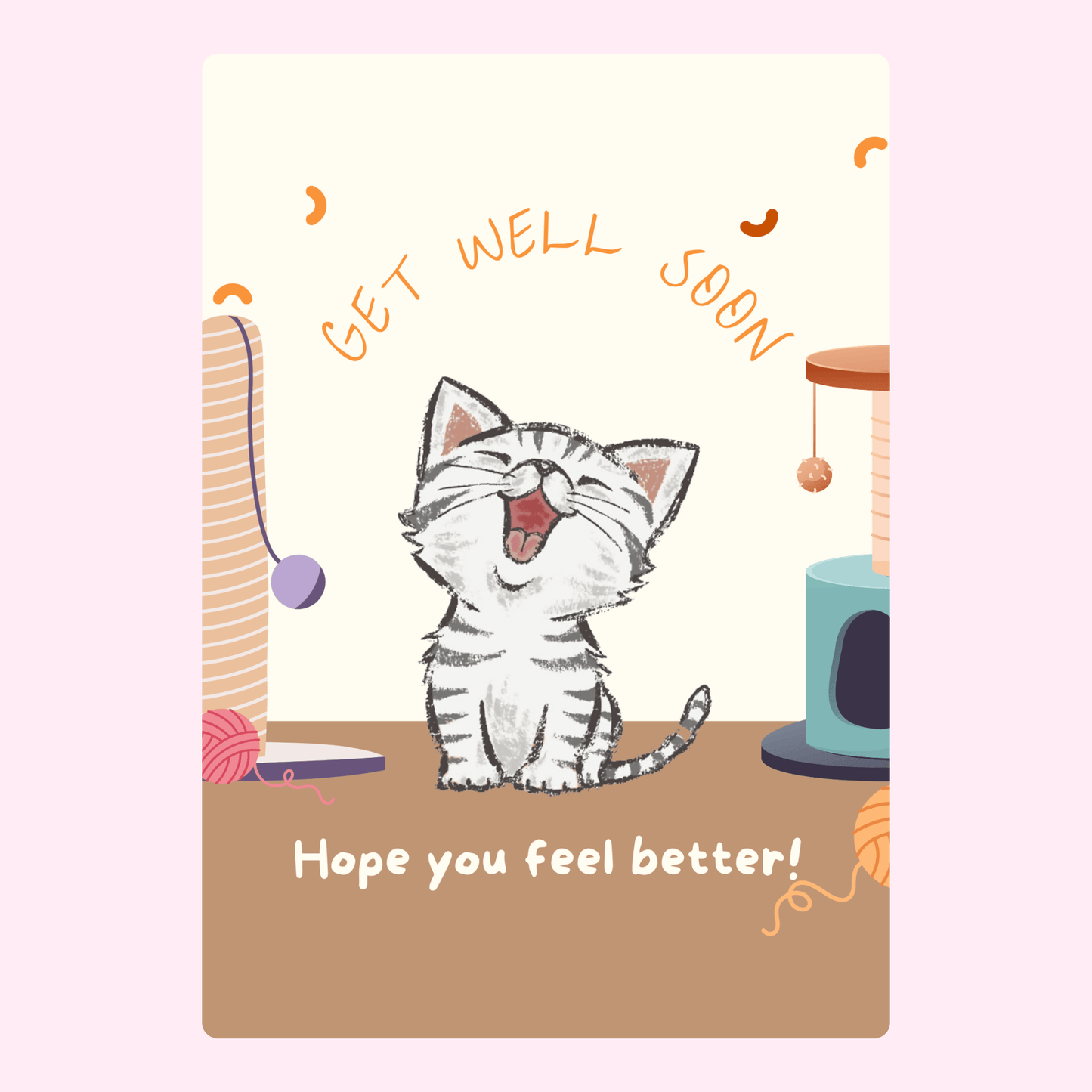 Get well soon cat card