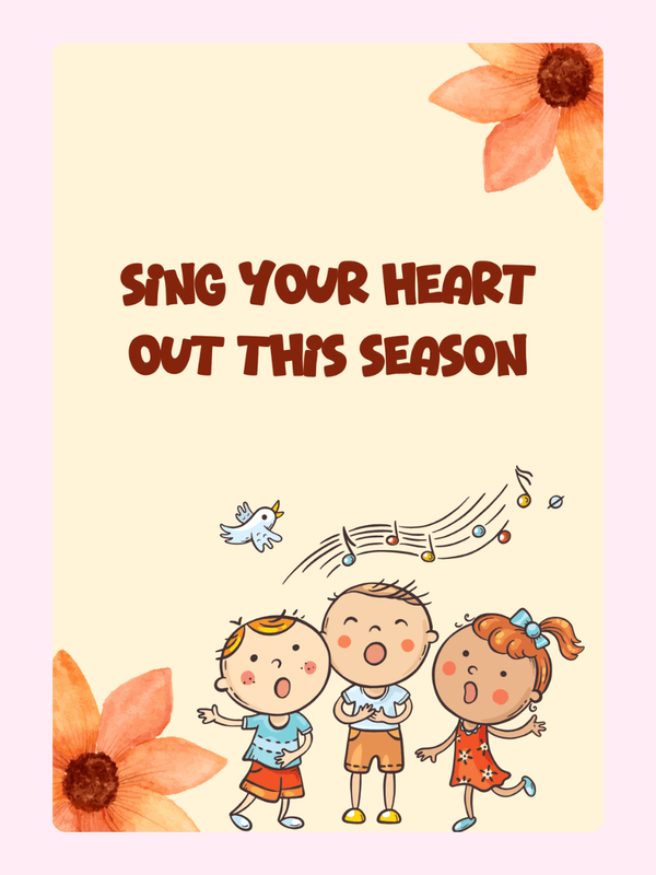 Singing kids with floral design - Sing your heart out season.