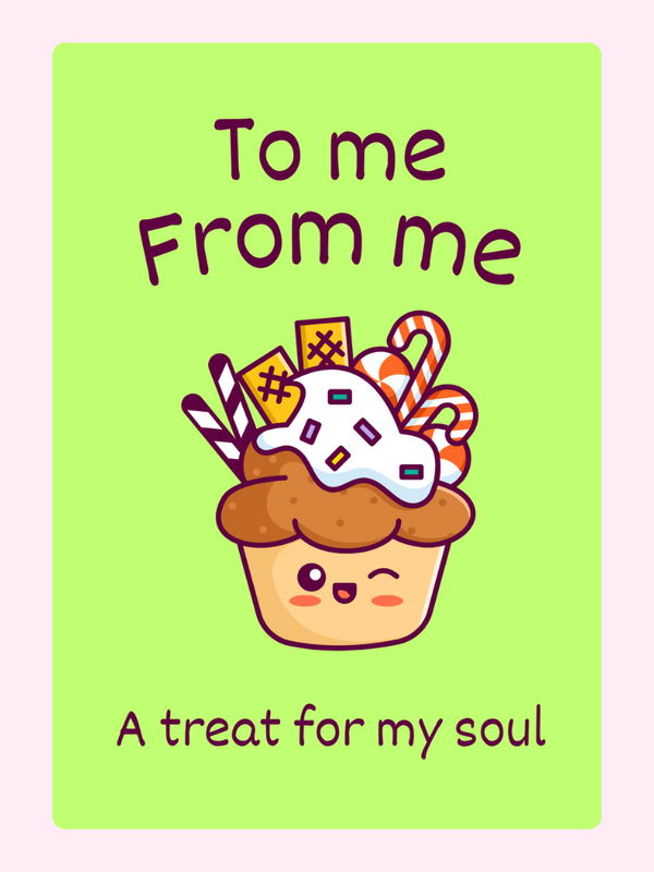 A Treat For My Soul letterbox cake card with freshly baked cake slices