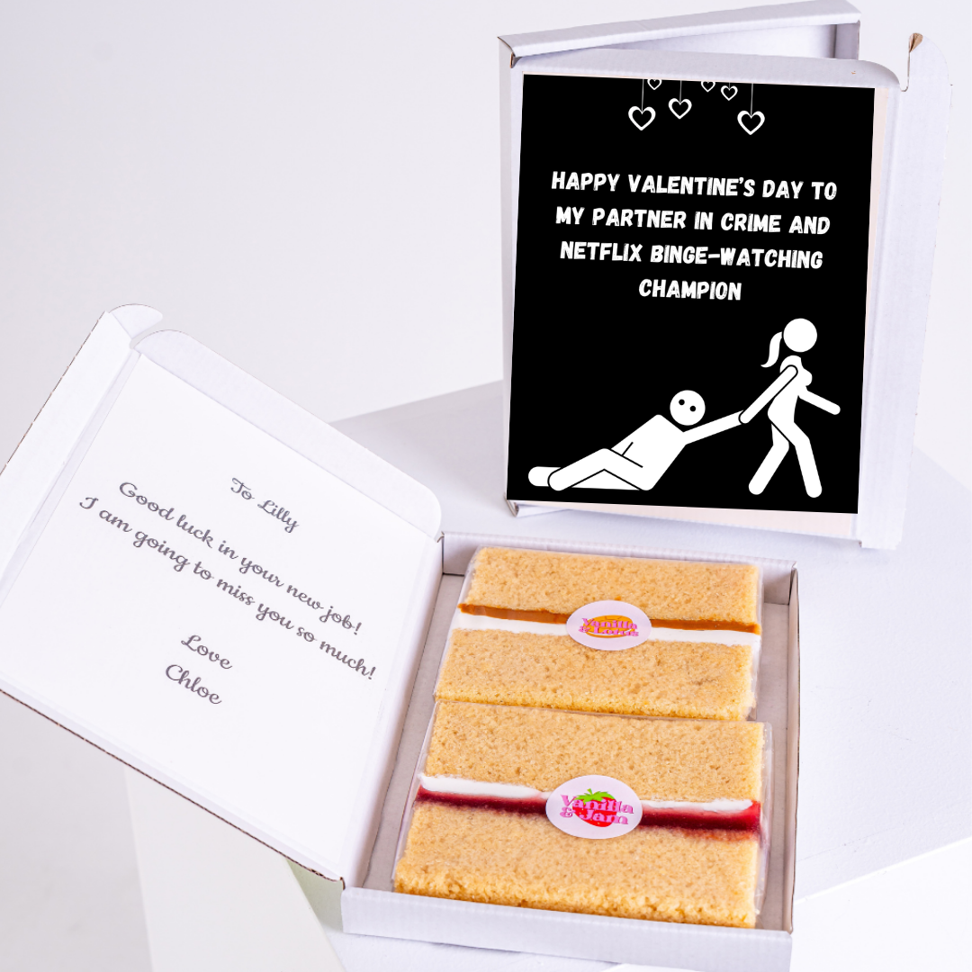 Valentine's Day cake box with message for partner, gift for Lilly