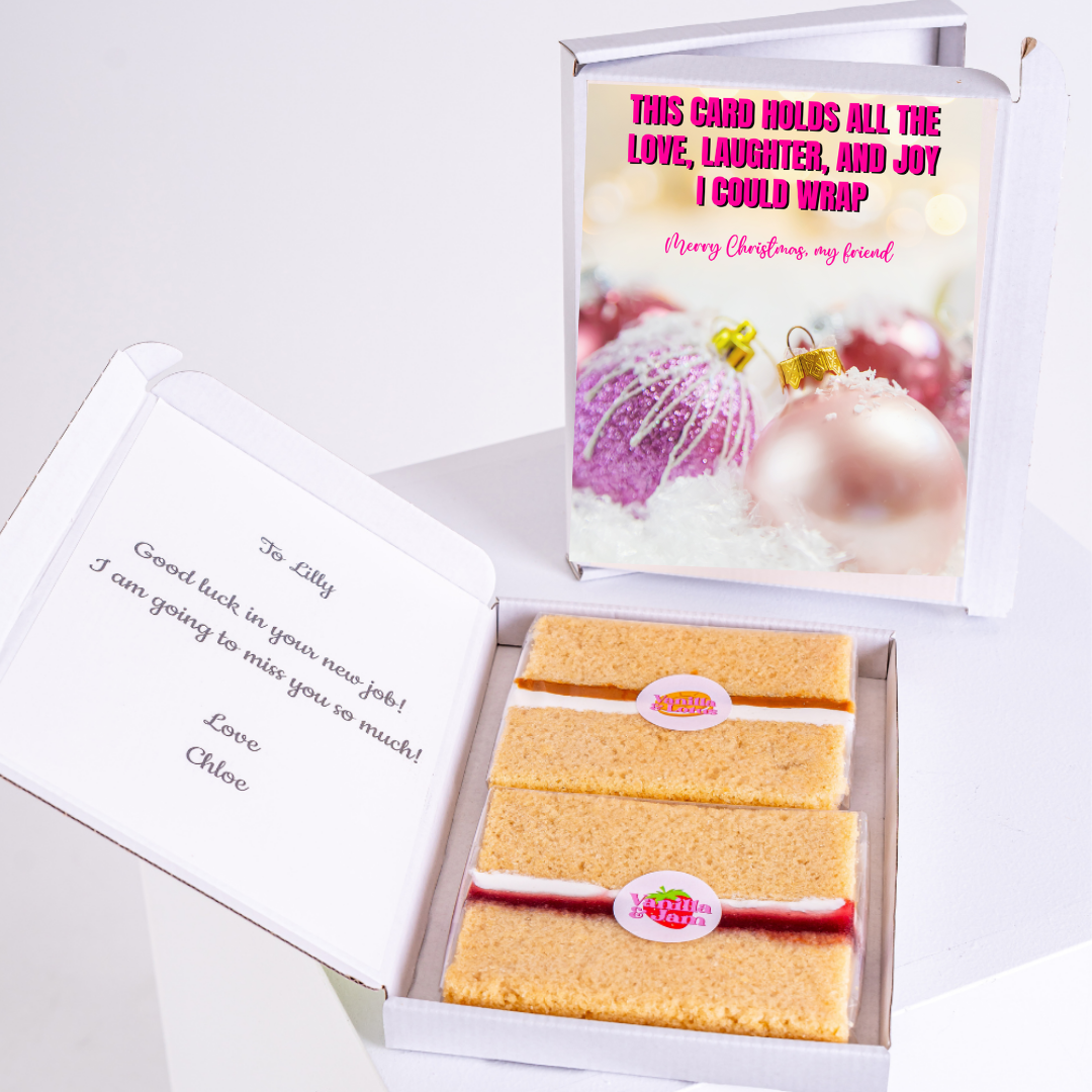 Christmas card and cake gift box for Lilly