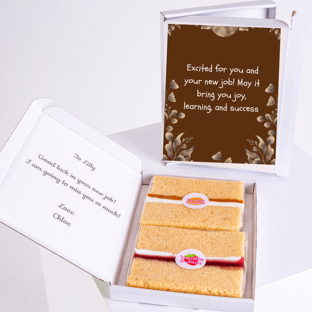 Cake gift box for Lilly, with a congratulatory message.