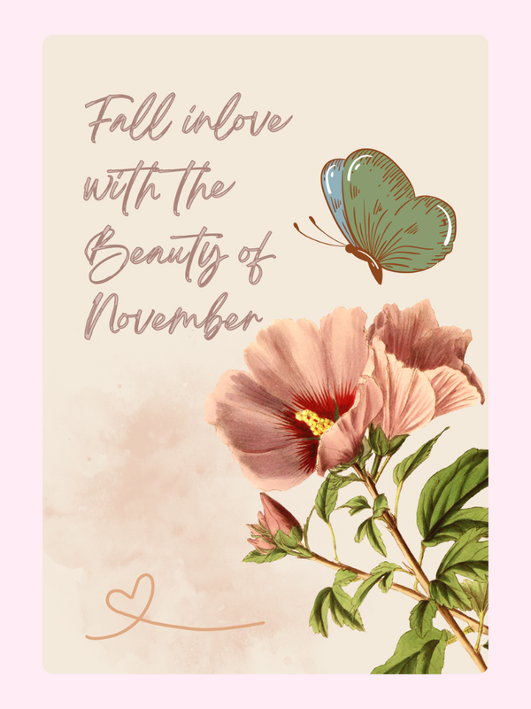 November floral card with butterfly