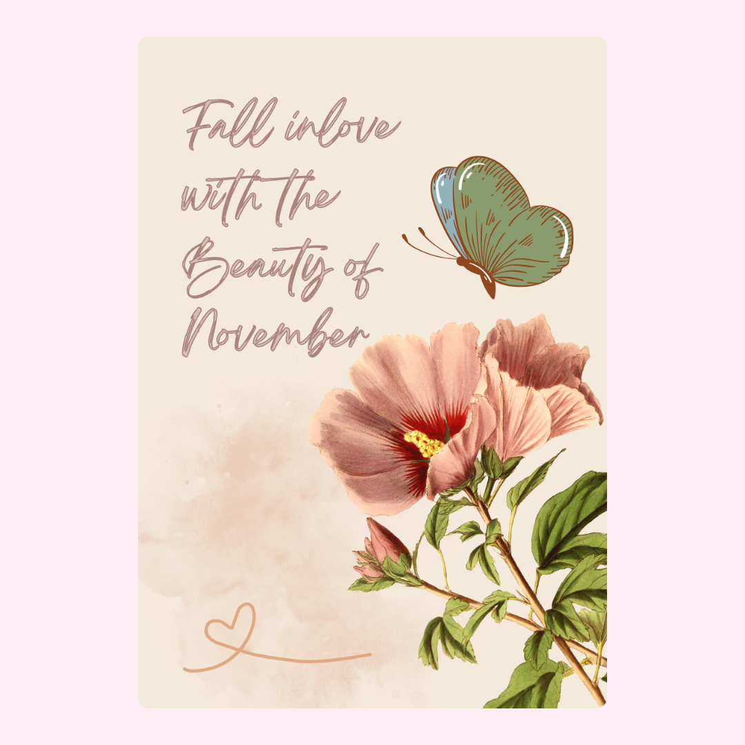 November floral card with butterfly