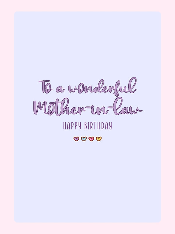 Wonderful Mother-in-Law Birthday Cake Card, for Mum