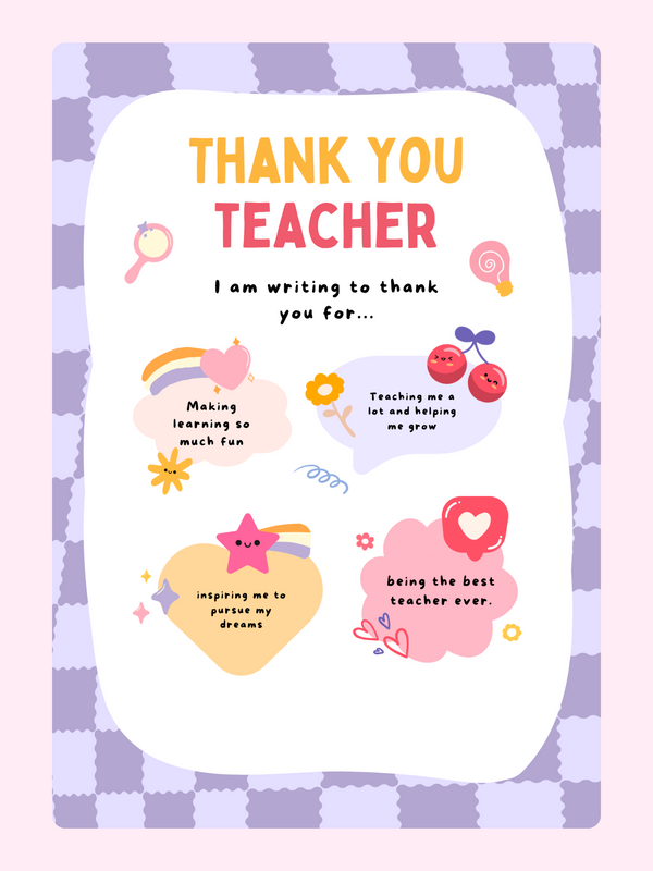 Thank you teacher card, appreciating teacher for inspiring, teaching, and...