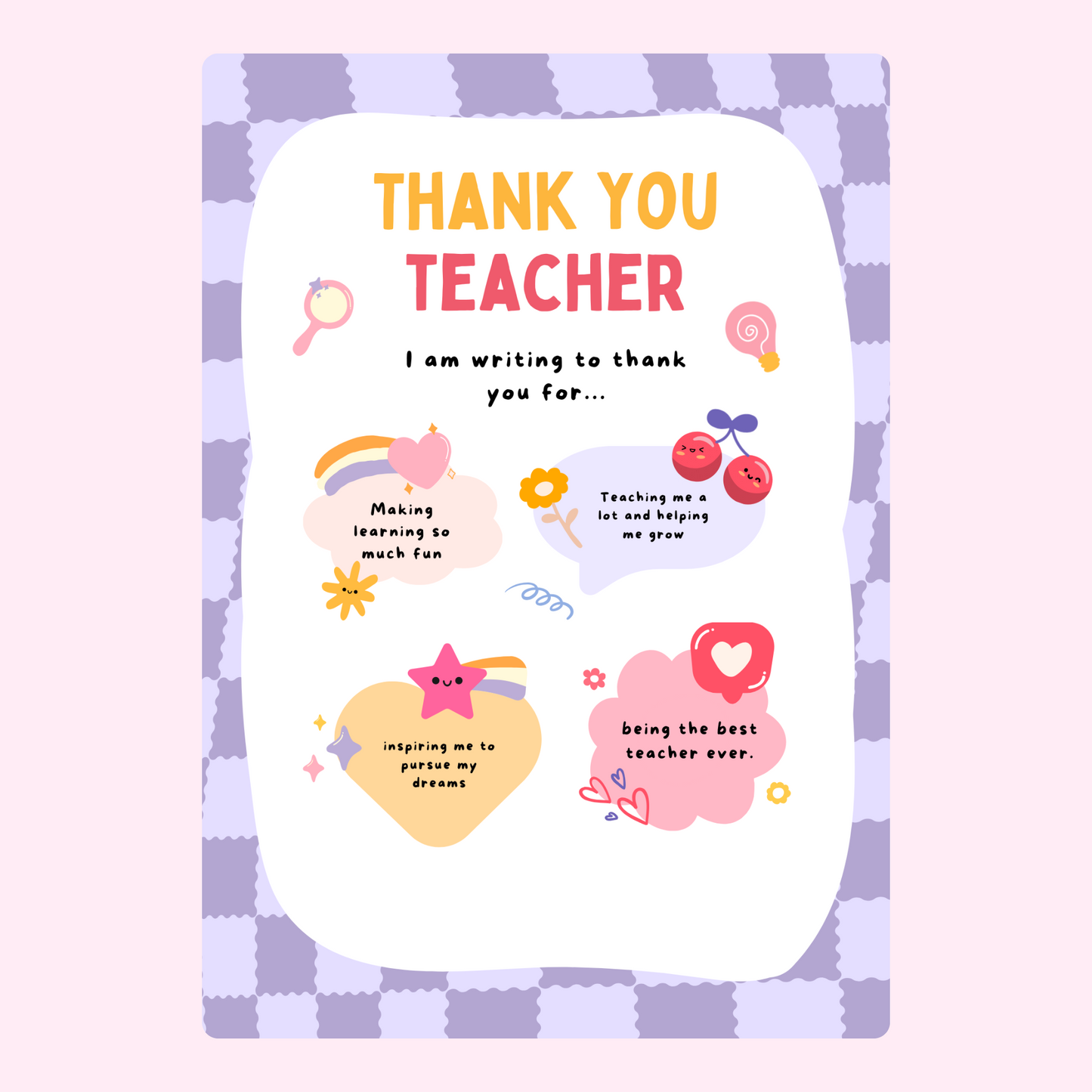 Thank you teacher card, appreciating teacher for inspiring, teaching, and...