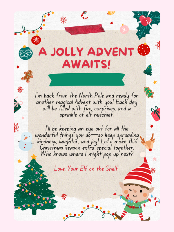 Elf on the Shelf Advent letter with jolly message.