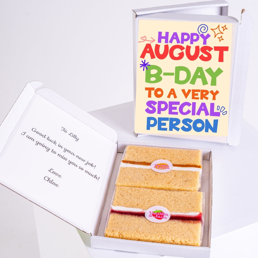 August special person design with vanilla sponge slices