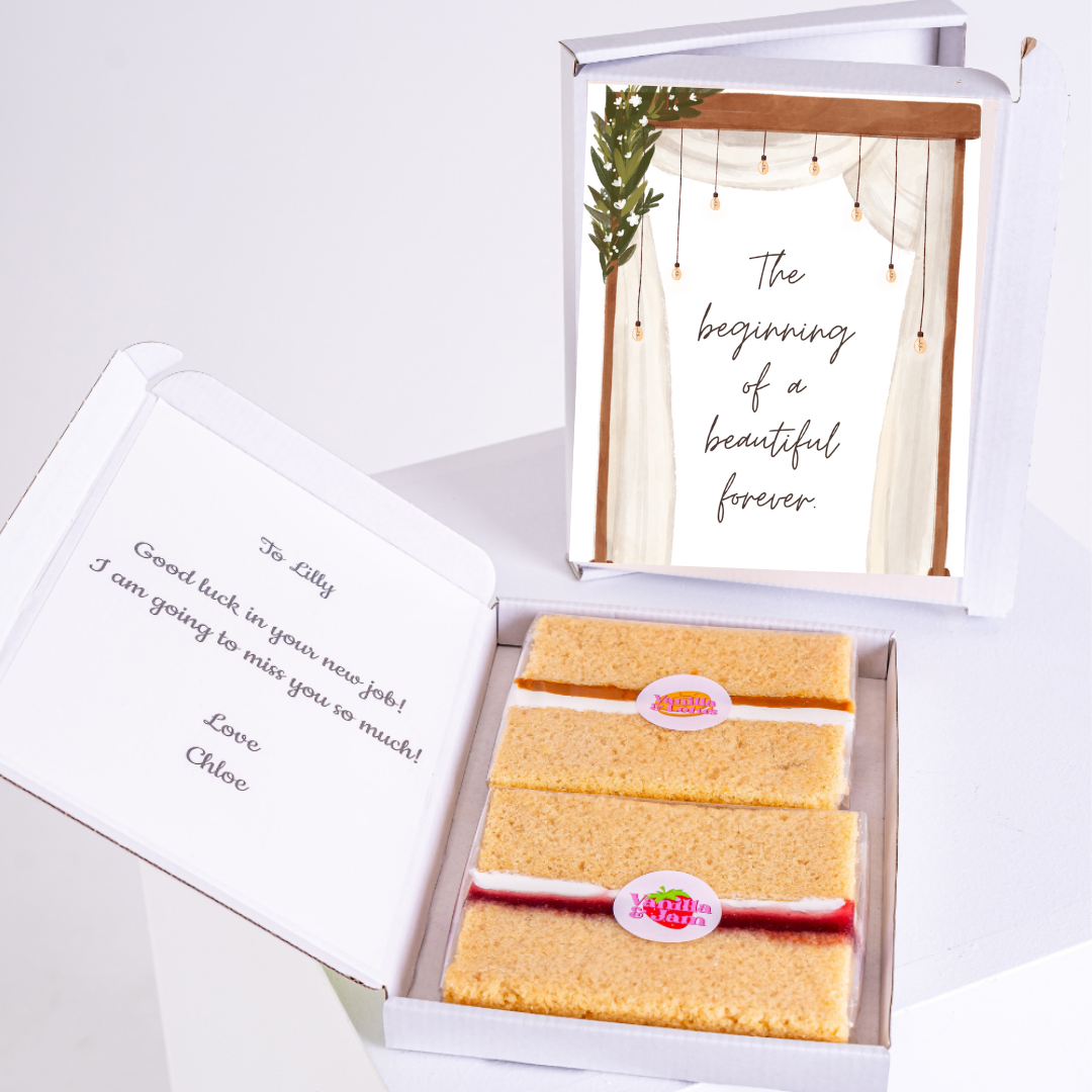 Cake gift box for Lilly with message and beautiful forever card.