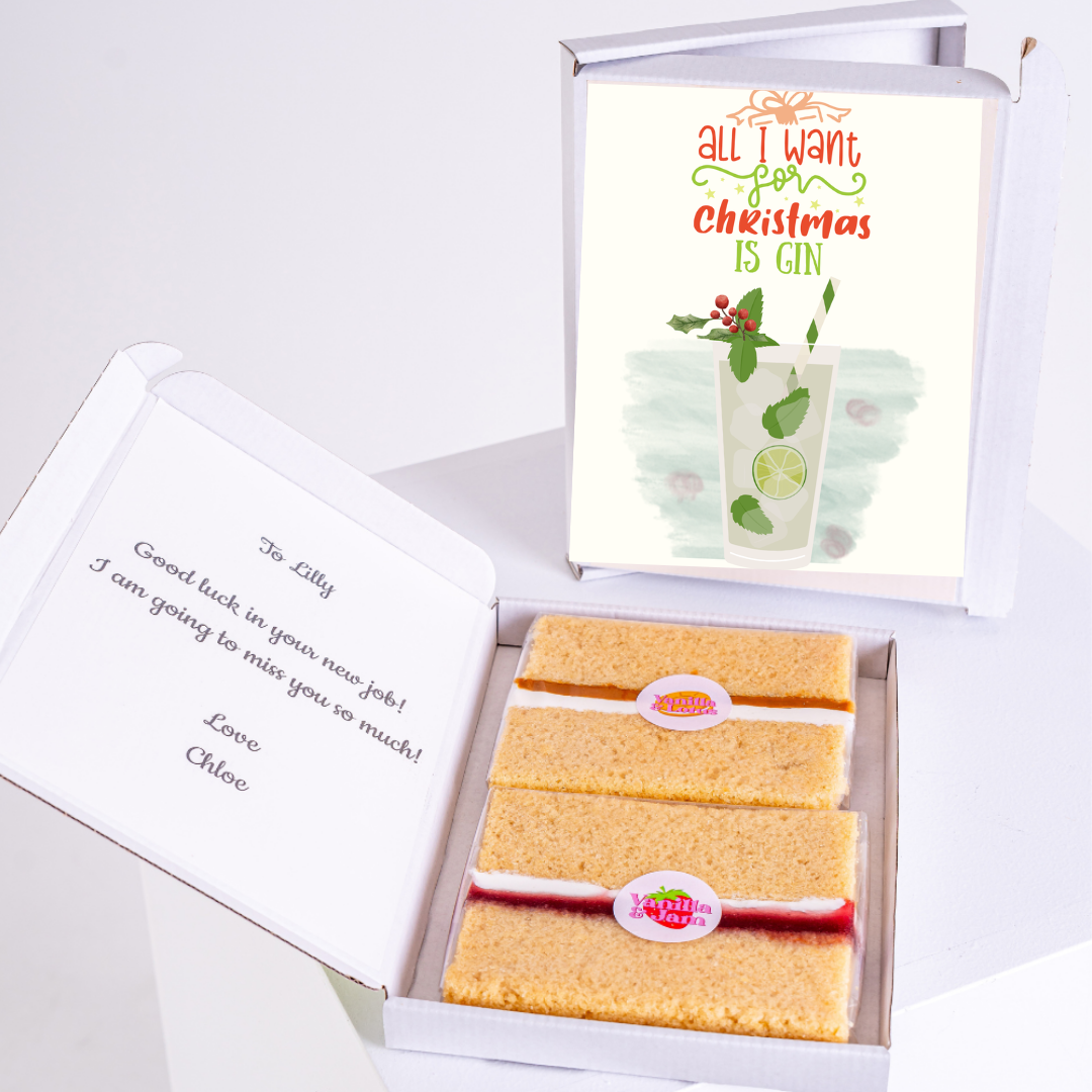 Christmas gin cake gift for Lilly