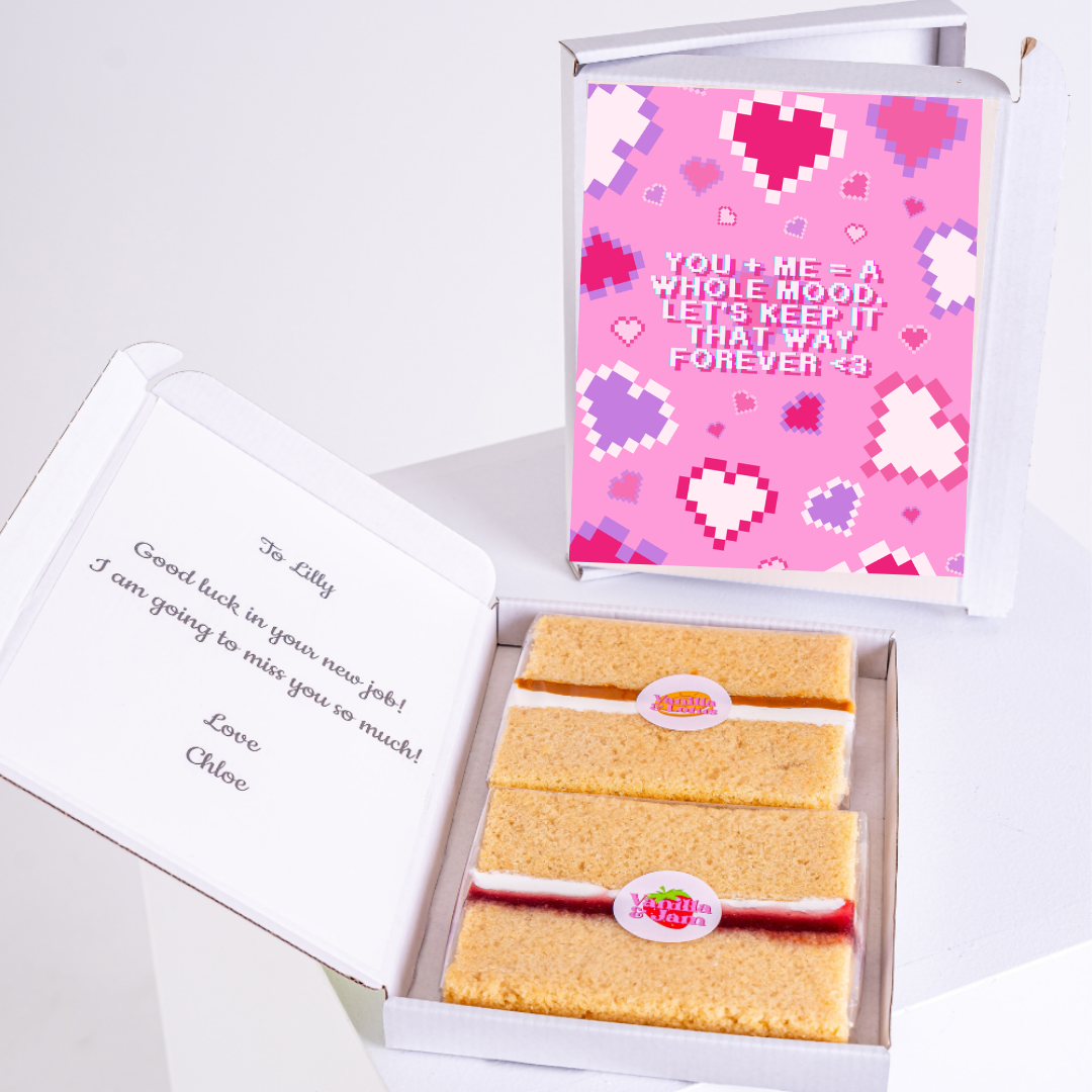 Cake gift for Lilly, You + Me = a whole mood message.