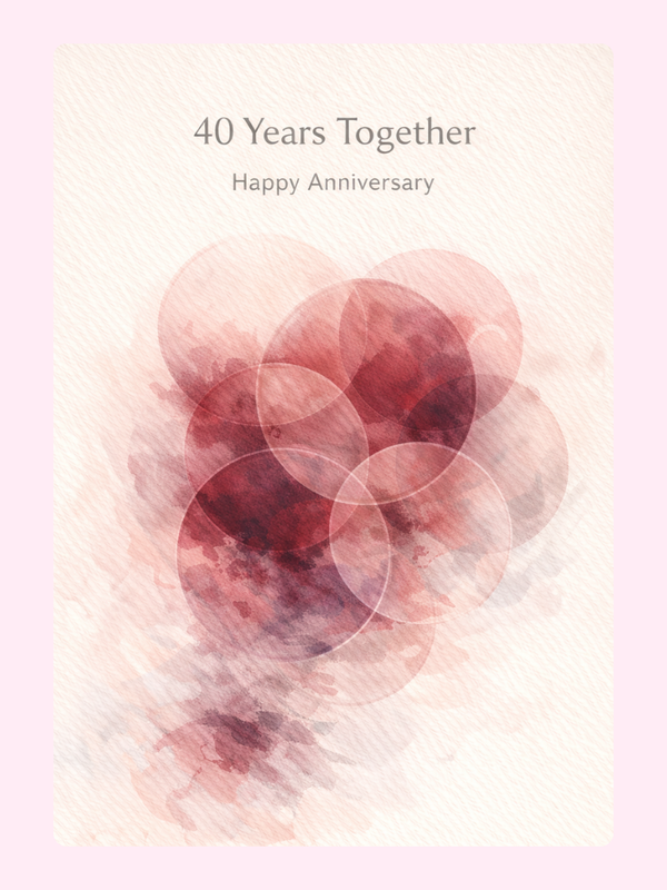 40 Years Together Ruby Anniversary Cake Card letterbox cake card with freshly baked cake slices