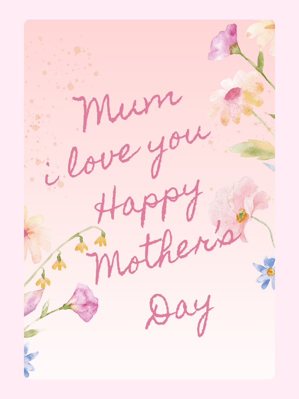Mum I Love You Cake Card