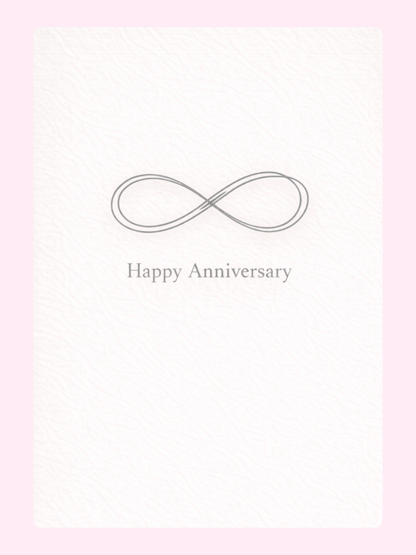 Minimal Infinity Anniversary Cake Card letterbox cake card with freshly baked cake slices
