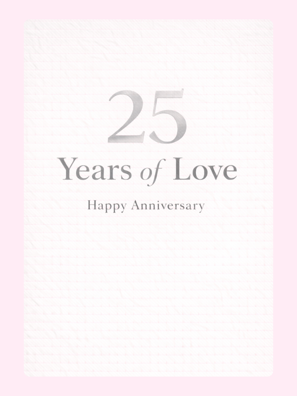 25 Years Of Love Silver Anniversary Cake Card letterbox cake card with freshly baked cake slices