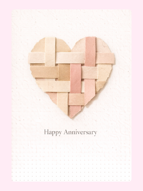 Woven Ribbon Heart Anniversary Cake Card