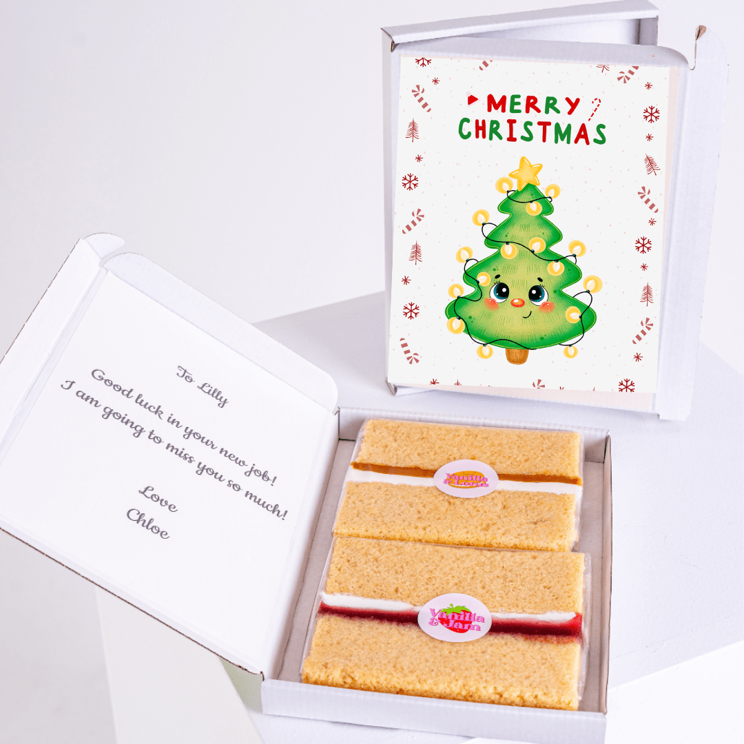 Christmas cake gift box for Lilly with message & card.