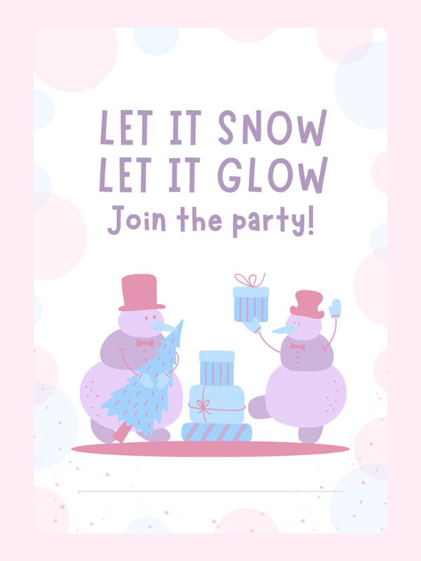 Christmas party invitation featuring snowmen