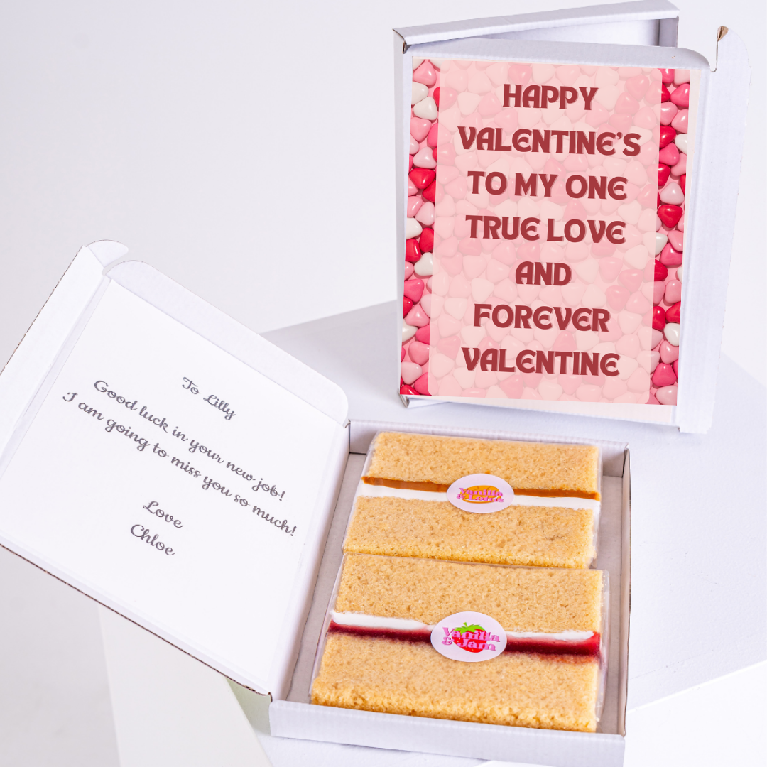 Valentine's cake gift box with message for Lilly.