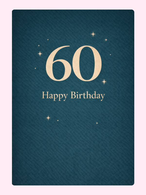 teal 60 happy birthday card simple minimal design