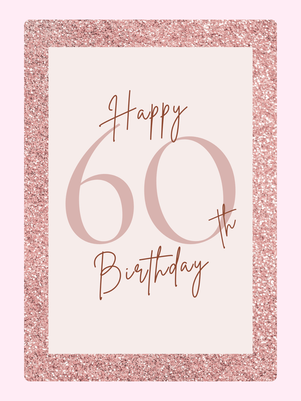 elegant 60th birthday card with pink glitter design