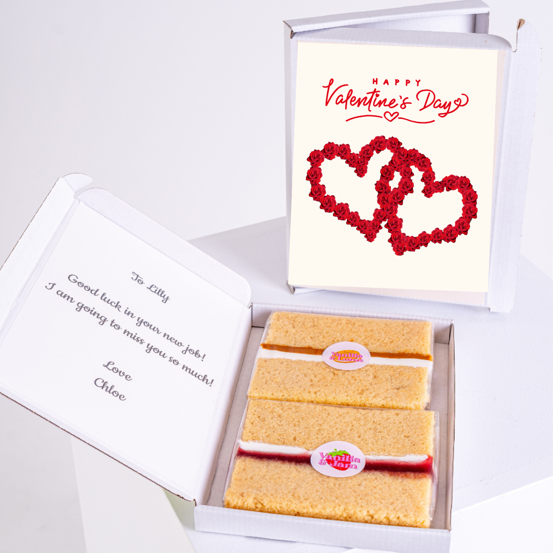 Valentine's Day card & cake gift box, good luck Lilly