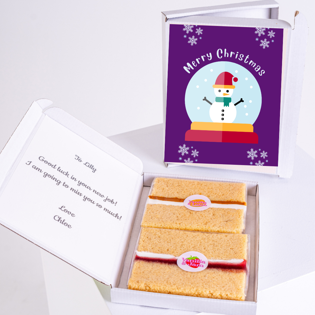 Christmas cake gift box with Merry Christmas card