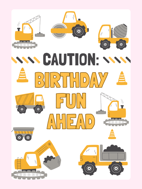 Birthday construction party invitation