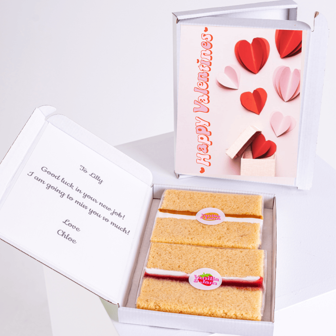 Valentine's cake gift set for Lilly, Happy Valentines, with card and message.