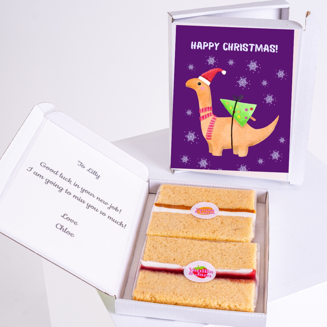 Christmas card and cake gift box for Lilly