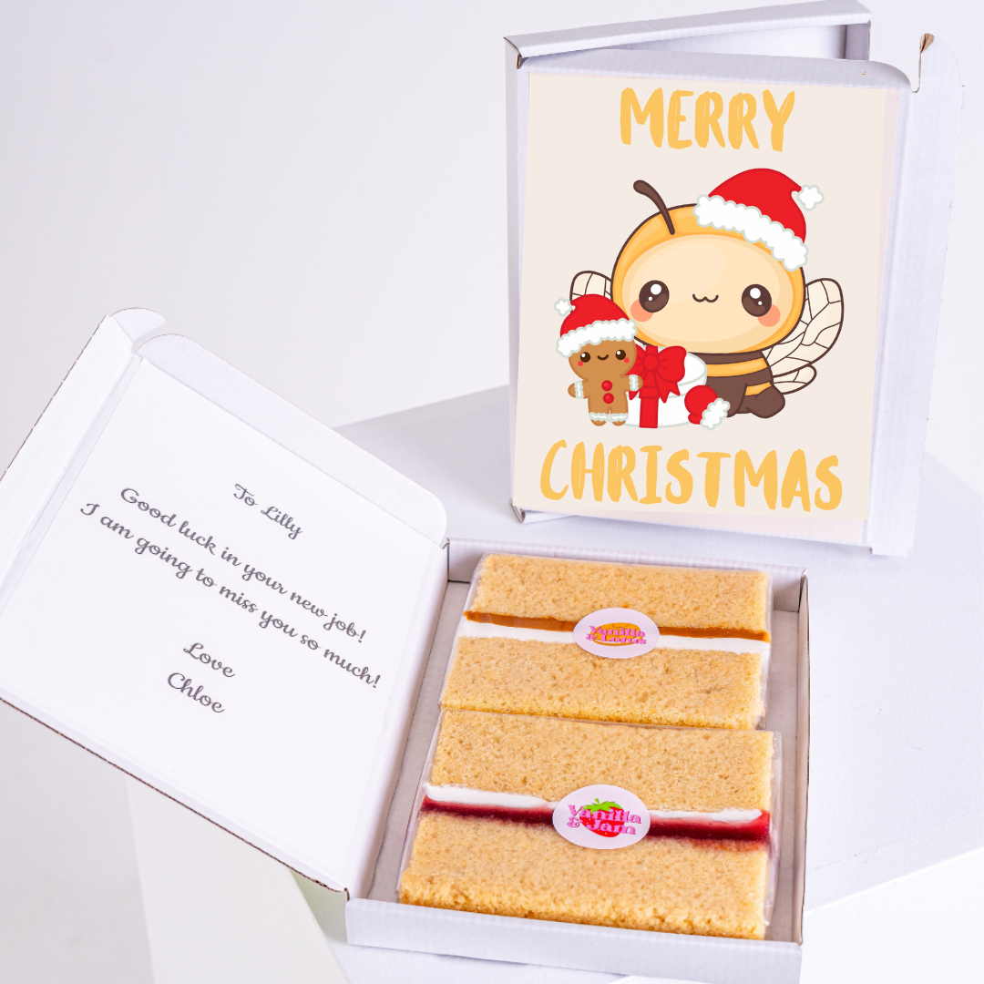 Christmas card & cake gift for Lilly, farewell message.