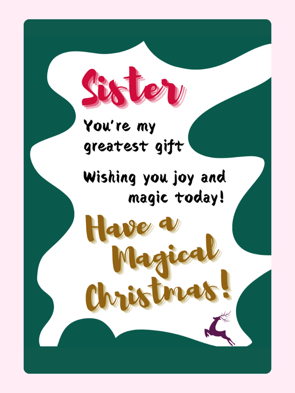 A Magical Christmas Cake Card, for a sister
