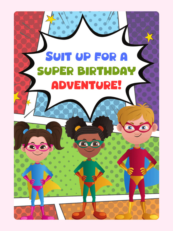 Superhero birthday invitation