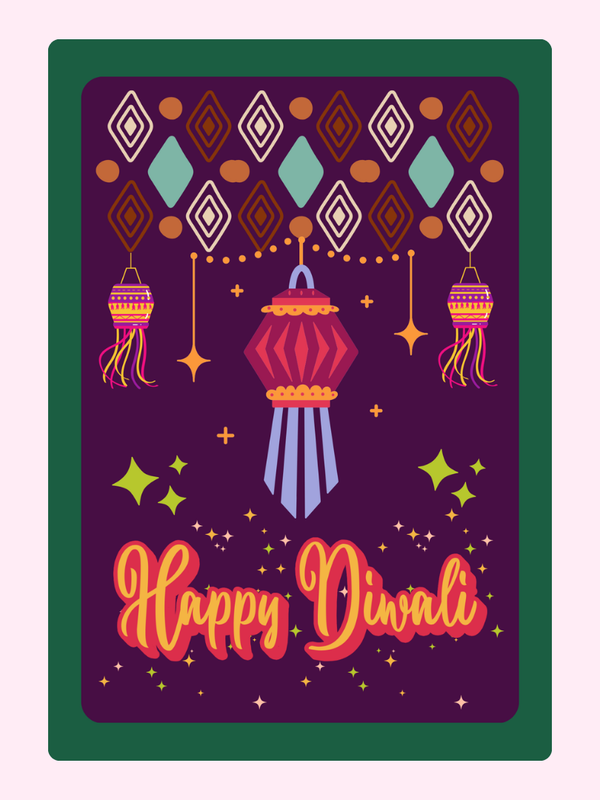 Happy Diwali Lanterns Cake Card