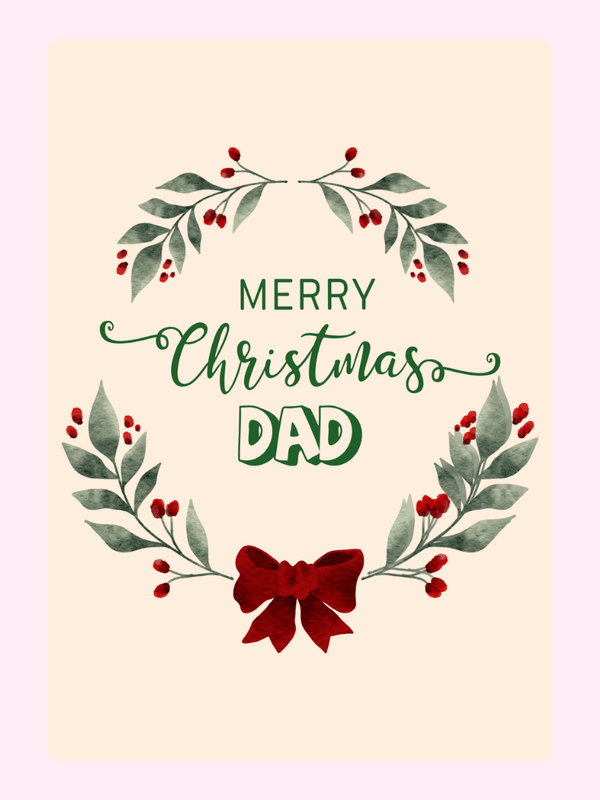 Merry Christmas Dad, Red Ribbon Cake Card