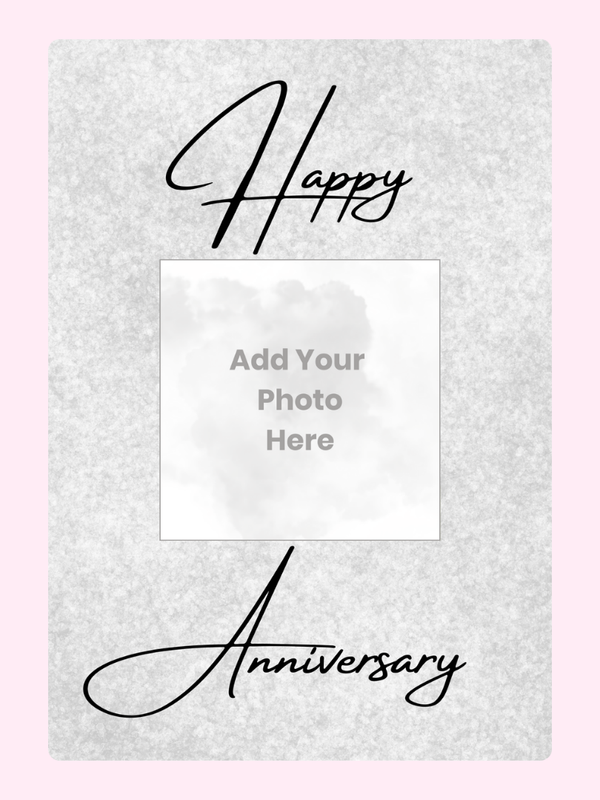 Elegant Script Photo Upload Anniversary Cake Card letterbox cake card with freshly baked cake slices