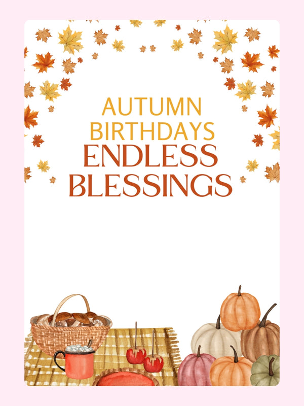 Autumn Birthday Blessings Cake Card