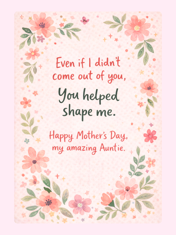 Auntie You Helped Shape Me Cake Card