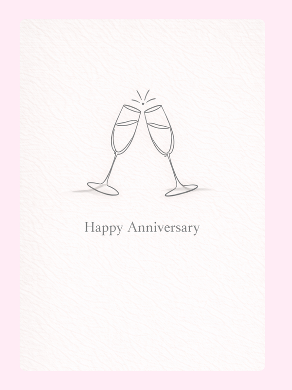 Champagne Toast Anniversary Cake Card letterbox cake card with freshly baked cake slices