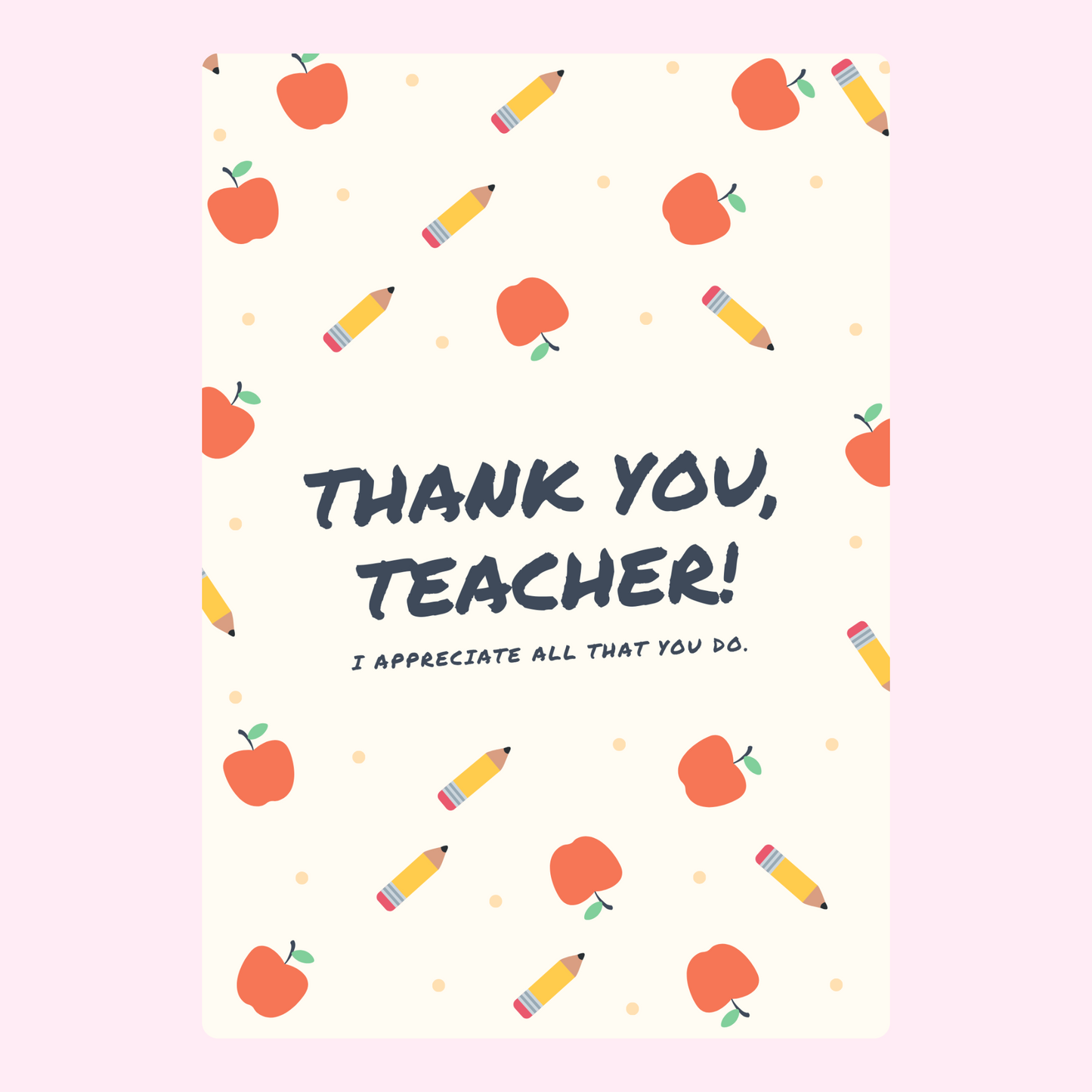 Thank You Teacher card with apples and pencils, image 7