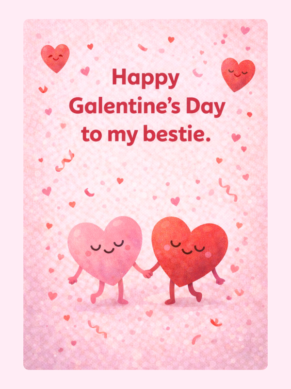 Galentine's Day Bestie Cake Card, for kids