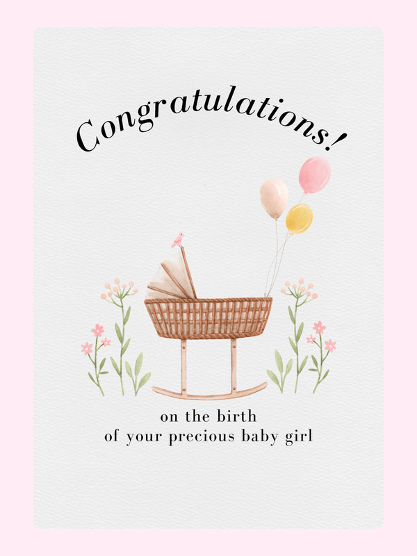 Congratulations card for baby girl