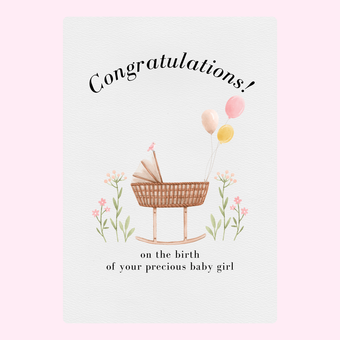 Congratulations card for baby girl