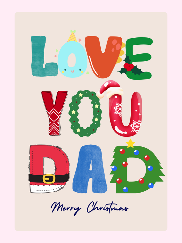 Love You Dad Festive Letters Cake Card