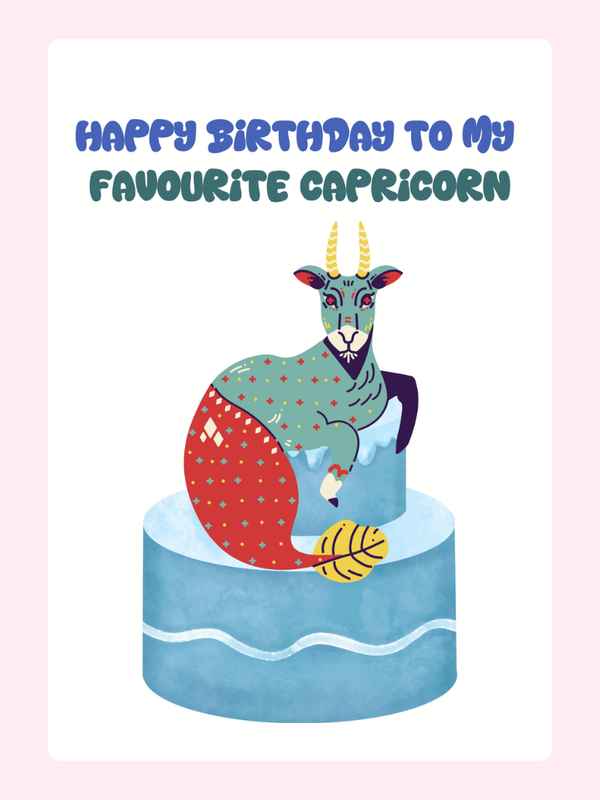 Capricorn Birthday Cake Card