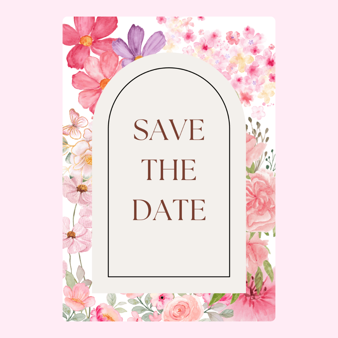 Floral save the date card