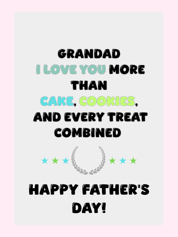 Grandad I Love You More Cake Card, for grandparents